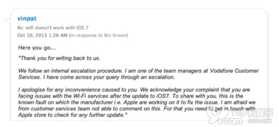 部分用戶升級iOS7後4S出現WiFi連接問題  