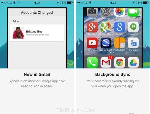 iOS版Gmail新添後台刷新和一鍵登錄 